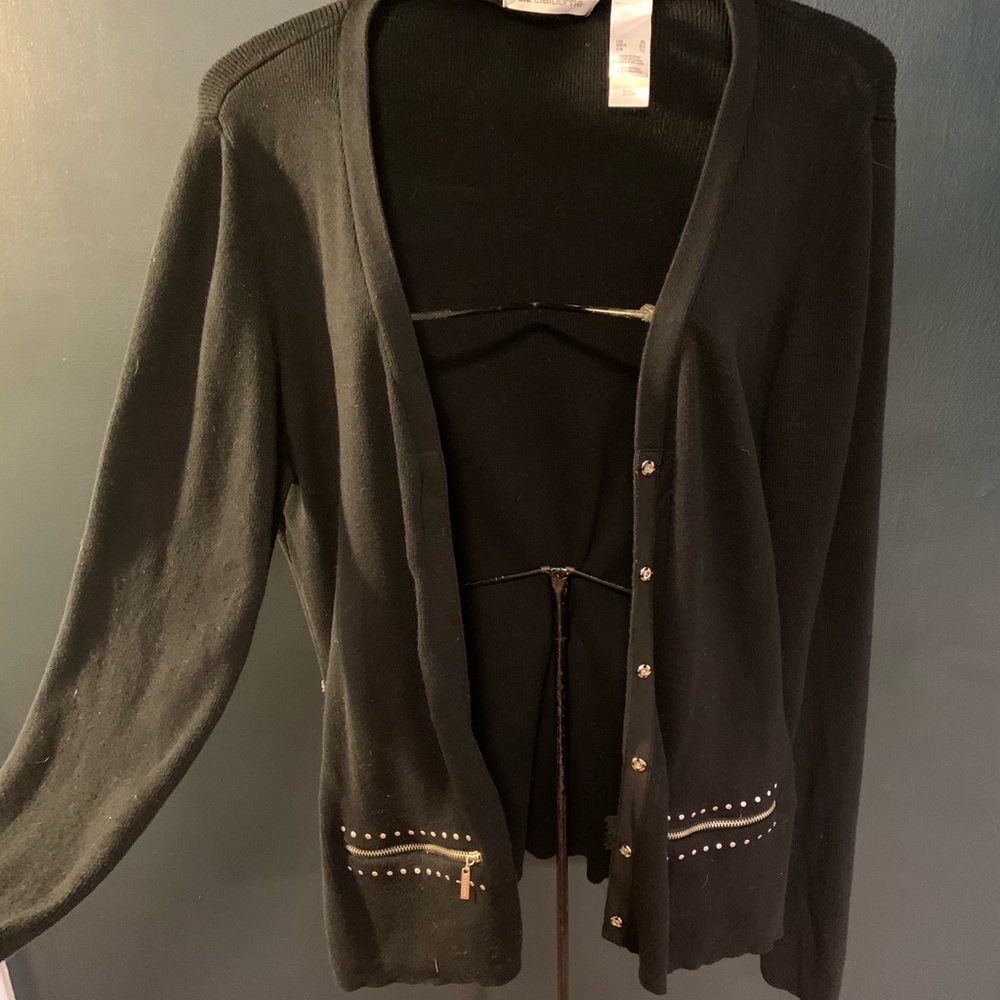 Liz Claiborne Snap Cardigan with Studs - Picture 2 of 5